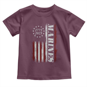 Marine 250th Anniversary Toddler T Shirt Retro Patriotic Military Veteran Gift American Flag TS10 Maroon Print Your Wear