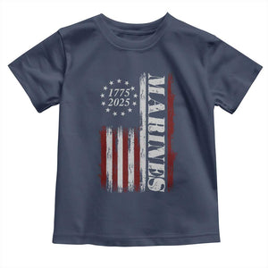 Marine 250th Anniversary Toddler T Shirt Retro Patriotic Military Veteran Gift American Flag TS10 Navy Print Your Wear