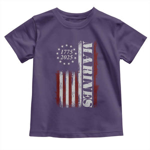 Marine 250th Anniversary Toddler T Shirt Retro Patriotic Military Veteran Gift American Flag TS10 Purple Print Your Wear