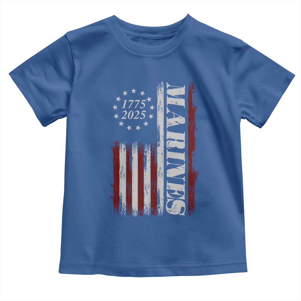 Marine 250th Anniversary Toddler T Shirt Retro Patriotic Military Veteran Gift American Flag TS10 Royal Blue Print Your Wear
