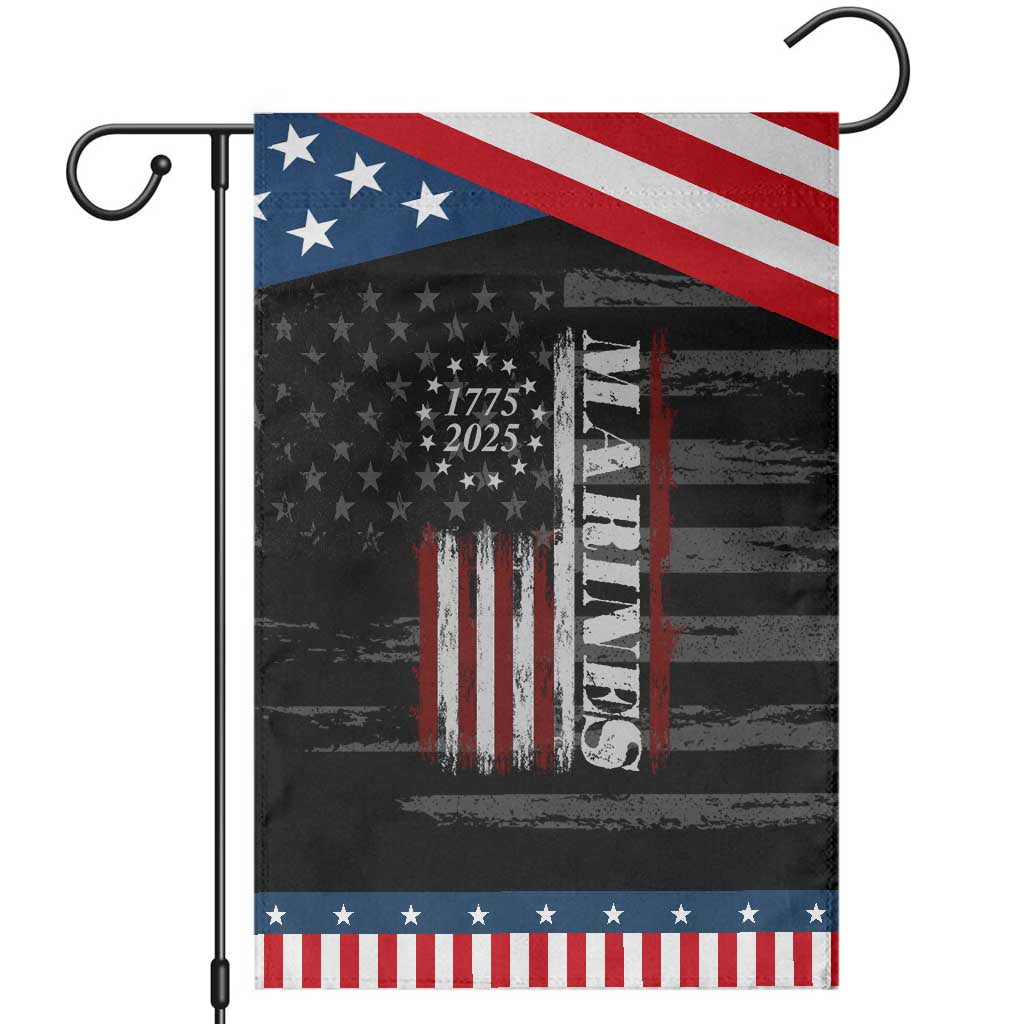 Marine 250th Anniversary Garden Flag Retro Patriotic Military Veteran Gift American Flag TS10 Distressed Black Blue Print Your Wear