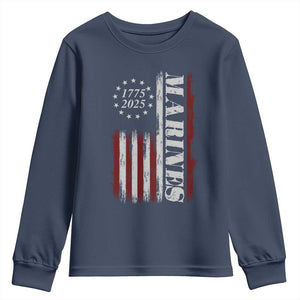 Marine 250th Anniversary Youth Sweatshirt Retro Patriotic Military Veteran Gift American Flag TS10 Navy Print Your Wear
