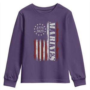 Marine 250th Anniversary Youth Sweatshirt Retro Patriotic Military Veteran Gift American Flag TS10 Purple Print Your Wear