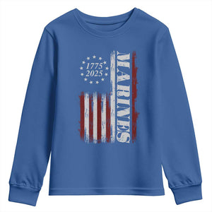 Marine 250th Anniversary Youth Sweatshirt Retro Patriotic Military Veteran Gift American Flag TS10 Royal Blue Print Your Wear