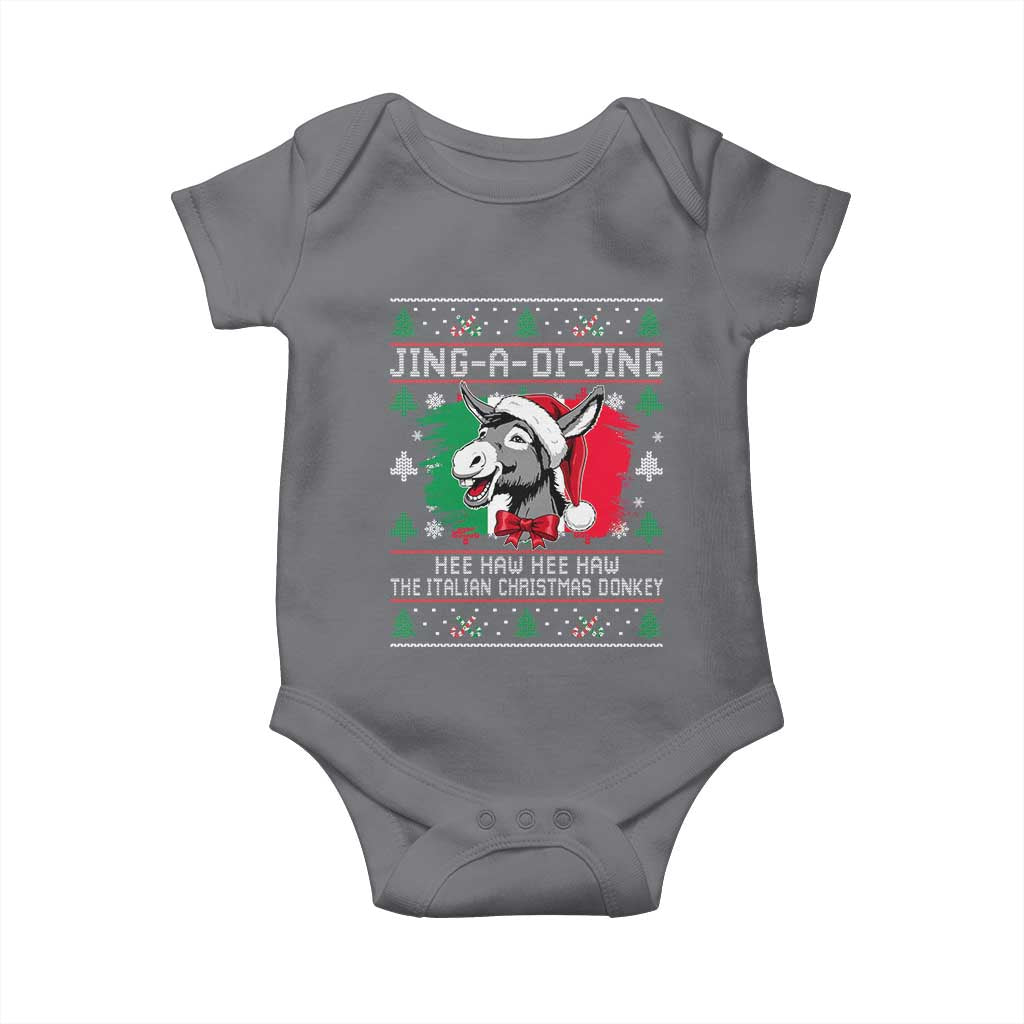 Italian Christmas Donkey Baby Onesie Jing a Di Jing Dominick the Ugly Christmas TS10 Charcoal Print Your Wear