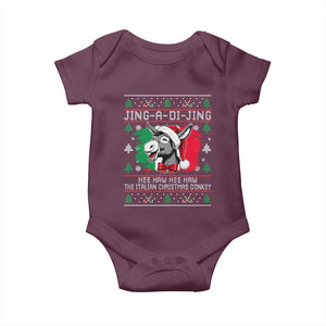 Italian Christmas Donkey Baby Onesie Jing a Di Jing Dominick the Ugly Christmas TS10 Maroon Print Your Wear