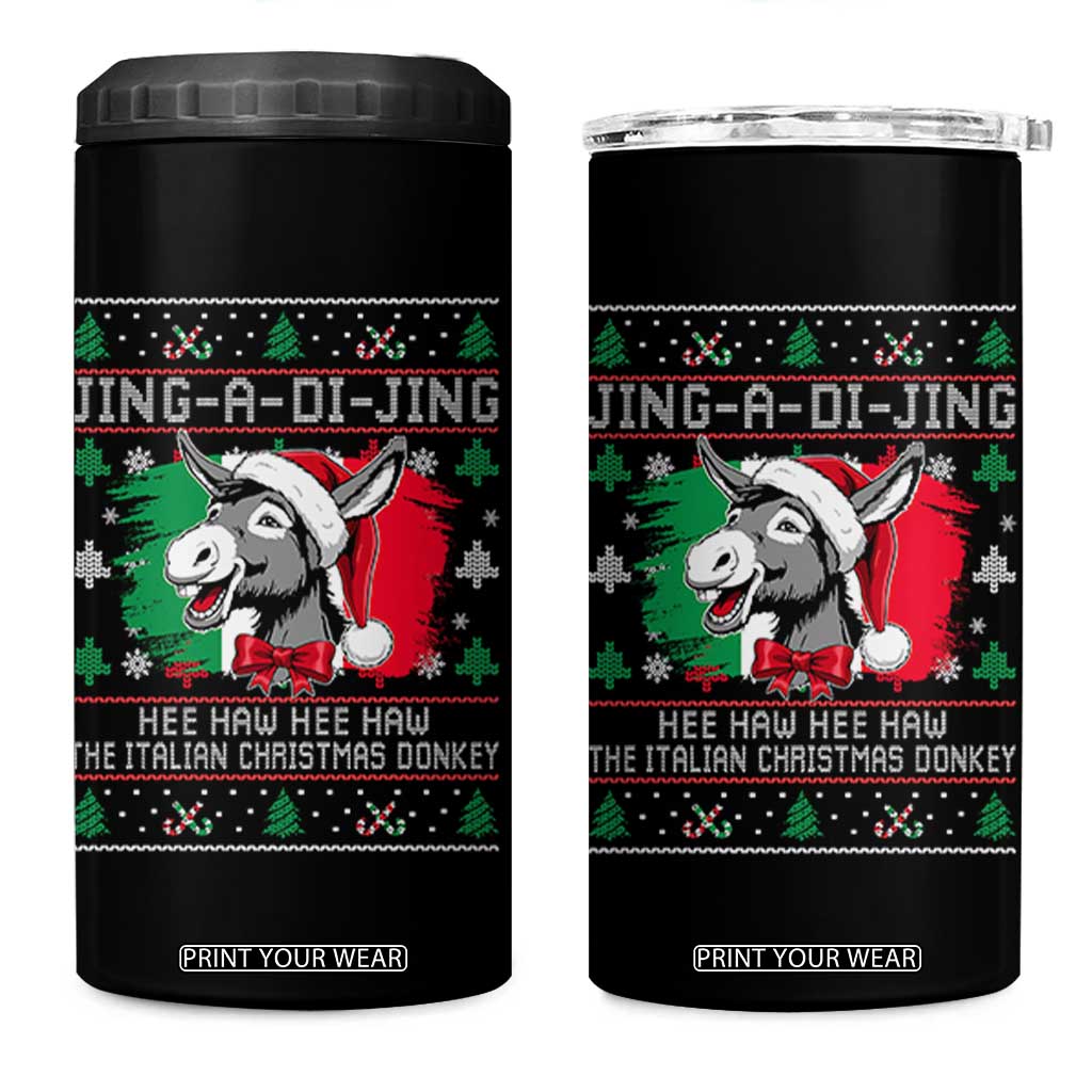 Italian Christmas Donkey 4 in 1 Can Cooler Tumbler Jing a Di Jing Dominick the Ugly Christmas TS10 One Size: 16 oz Black Print Your Wear
