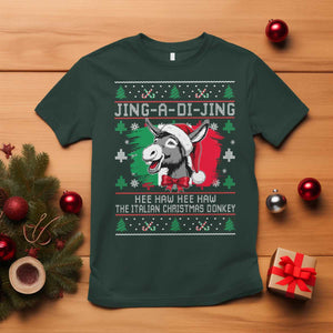 Italian Christmas Donkey T Shirt Jing a Di Jing Dominick the Ugly Christmas TS10 Dark Forest Green Print Your Wear