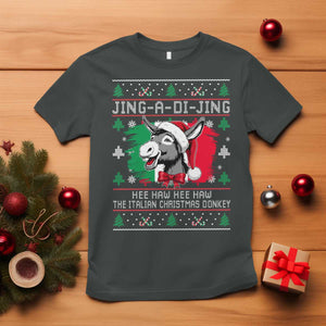 Italian Christmas Donkey T Shirt Jing a Di Jing Dominick the Ugly Christmas TS10 Dark Heather Print Your Wear
