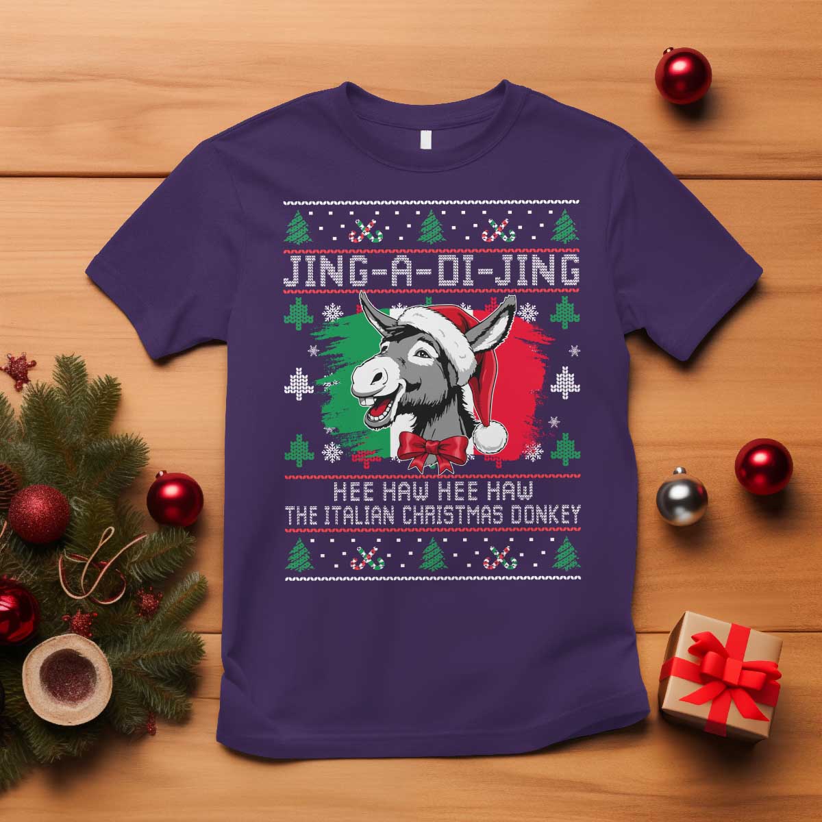 Italian Christmas Donkey T Shirt Jing a Di Jing Dominick the Ugly Christmas TS10 Purple Print Your Wear