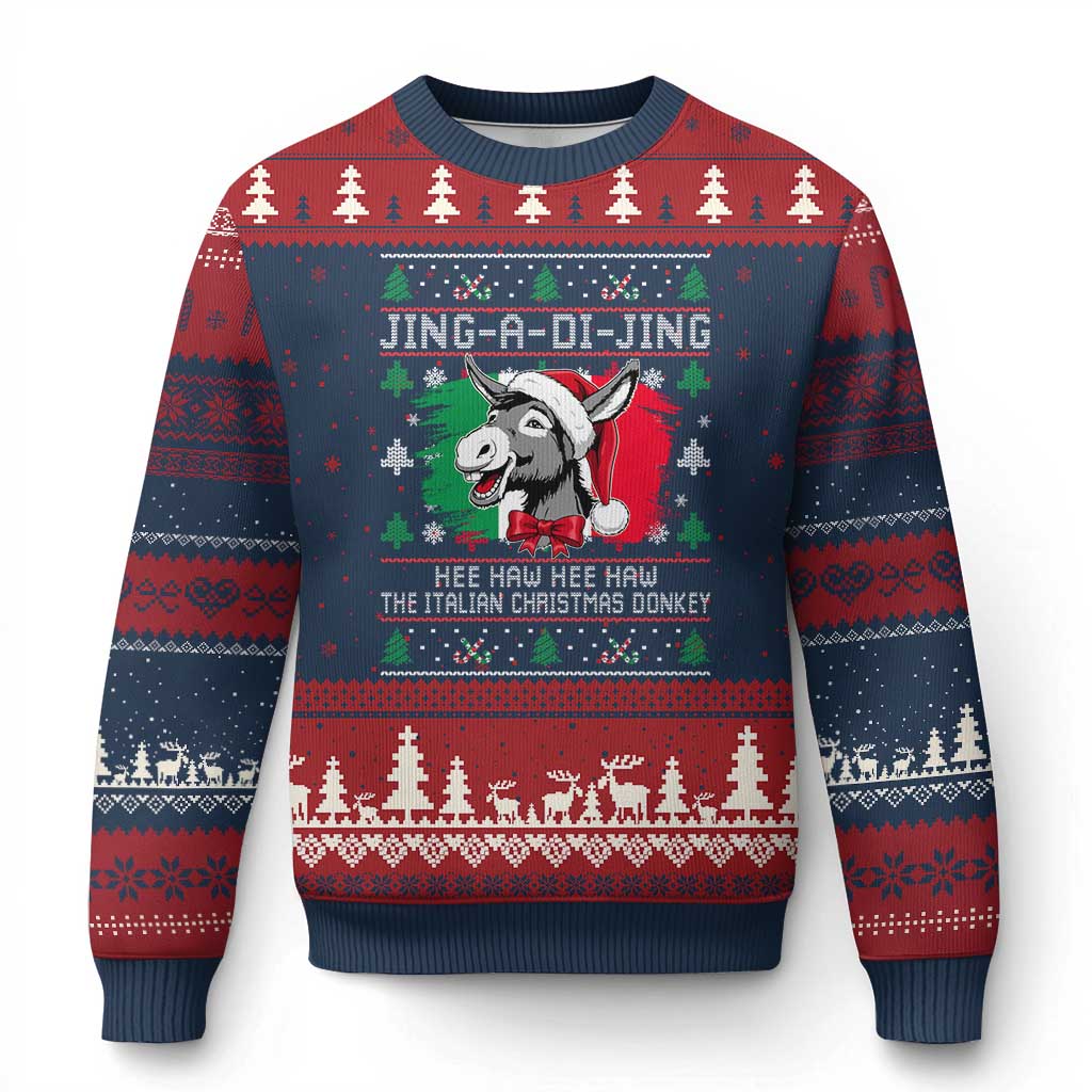 Italian Xmas Donkey Ugly Christmas Sweater Jing a Di Jing Dominick the Ugly Xmas TS10 Navy Red Print Your Wear