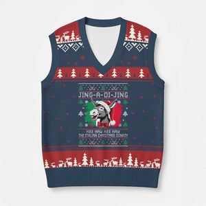 Italian Xmas Donkey V-Neck Knit Sweater Vest Jing a Di Jing Dominick the Ugly Xmas TS10 Navy Red Print Your Wear