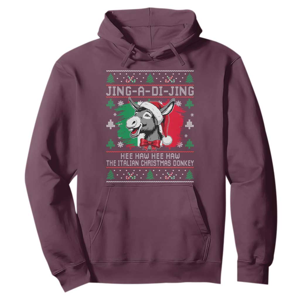 Italian Christmas Donkey Hoodie Jing a Di Jing Dominick the Ugly Christmas TS10 Maroon Print Your Wear