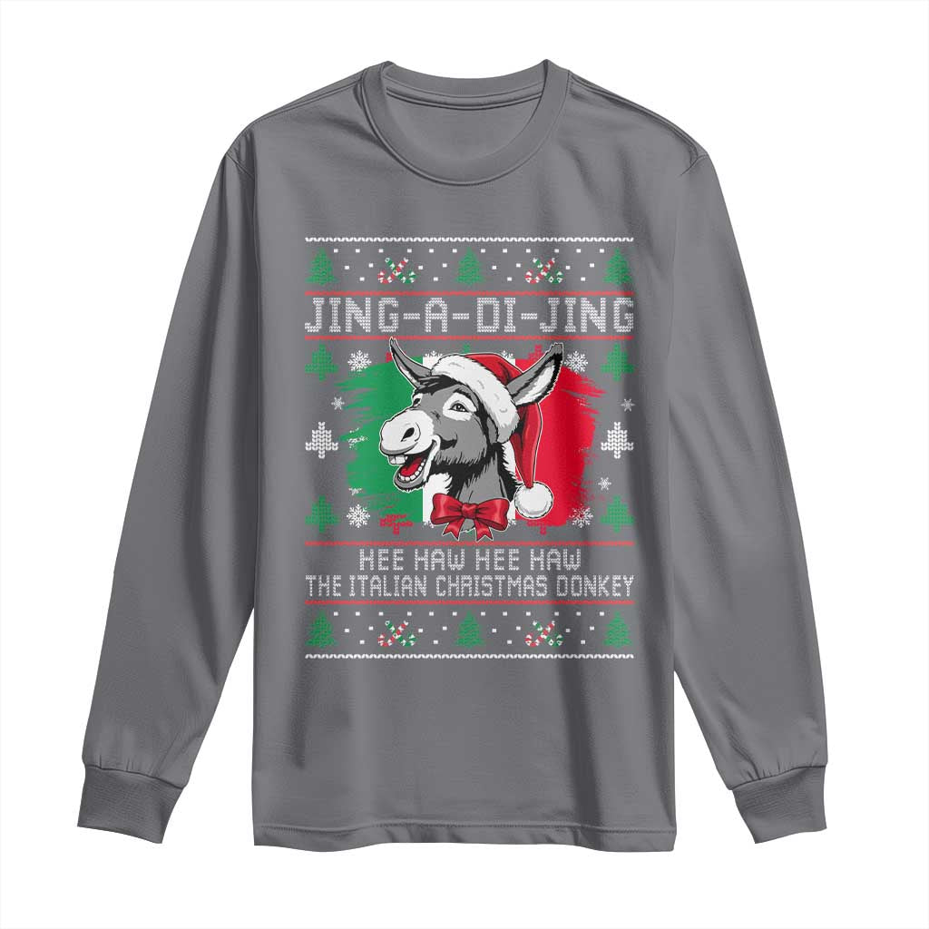 Italian Christmas Donkey Long Sleeve Shirt Jing a Di Jing Dominick the Ugly Christmas TS10 Charcoal Print Your Wear