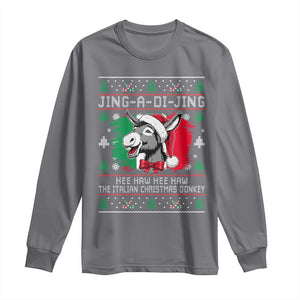 Italian Christmas Donkey Long Sleeve Shirt Jing a Di Jing Dominick the Ugly Christmas TS10 Charcoal Print Your Wear