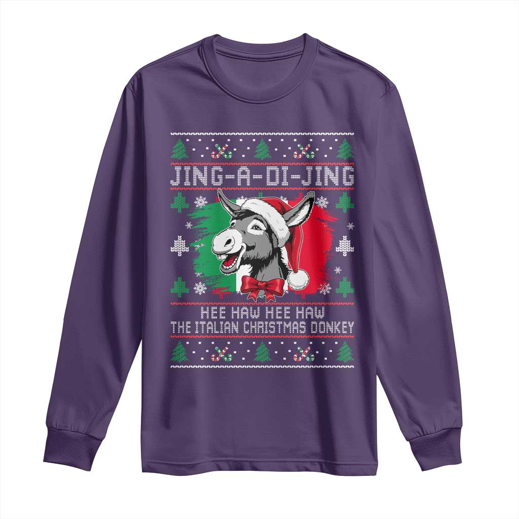 Italian Christmas Donkey Long Sleeve Shirt Jing a Di Jing Dominick the Ugly Christmas TS10 Purple Print Your Wear