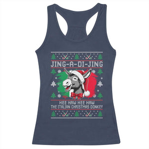 Italian Christmas Donkey Racerback Tank Top Jing a Di Jing Dominick the Ugly Christmas TS10 Navy Print Your Wear