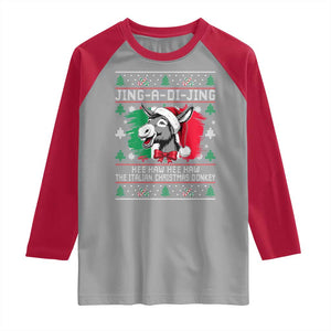 Italian Christmas Donkey Raglan Shirt Jing a Di Jing Dominick the Ugly Christmas TS10 Sport Gray Red Print Your Wear