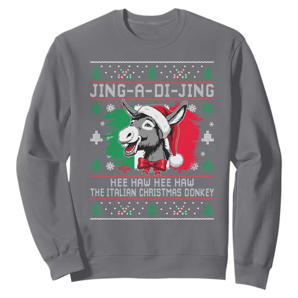 Italian Christmas Donkey Sweatshirt Jing a Di Jing Dominick the Ugly Christmas TS10 Charcoal Print Your Wear