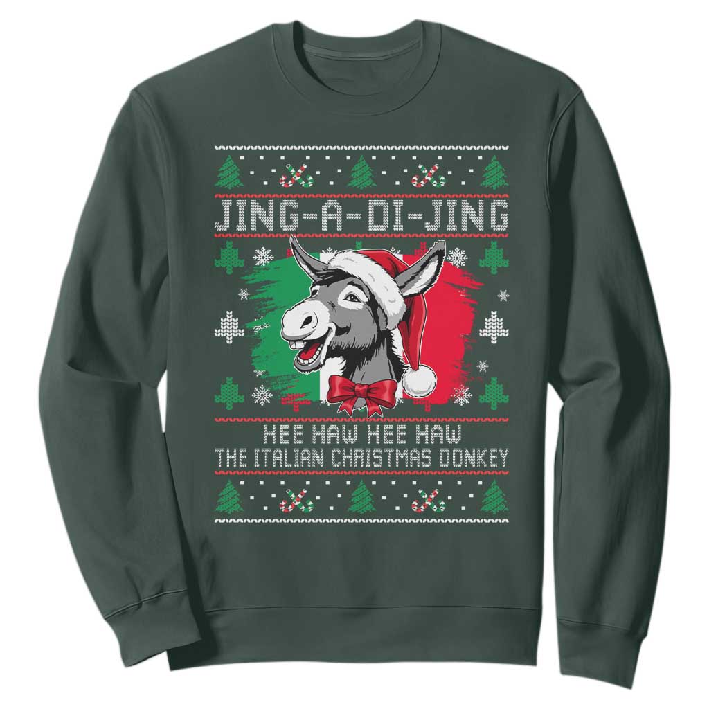 Italian Christmas Donkey Sweatshirt Jing a Di Jing Dominick the Ugly Christmas TS10 Dark Forest Green Print Your Wear