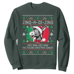 Italian Christmas Donkey Sweatshirt Jing a Di Jing Dominick the Ugly Christmas TS10 Dark Forest Green Print Your Wear