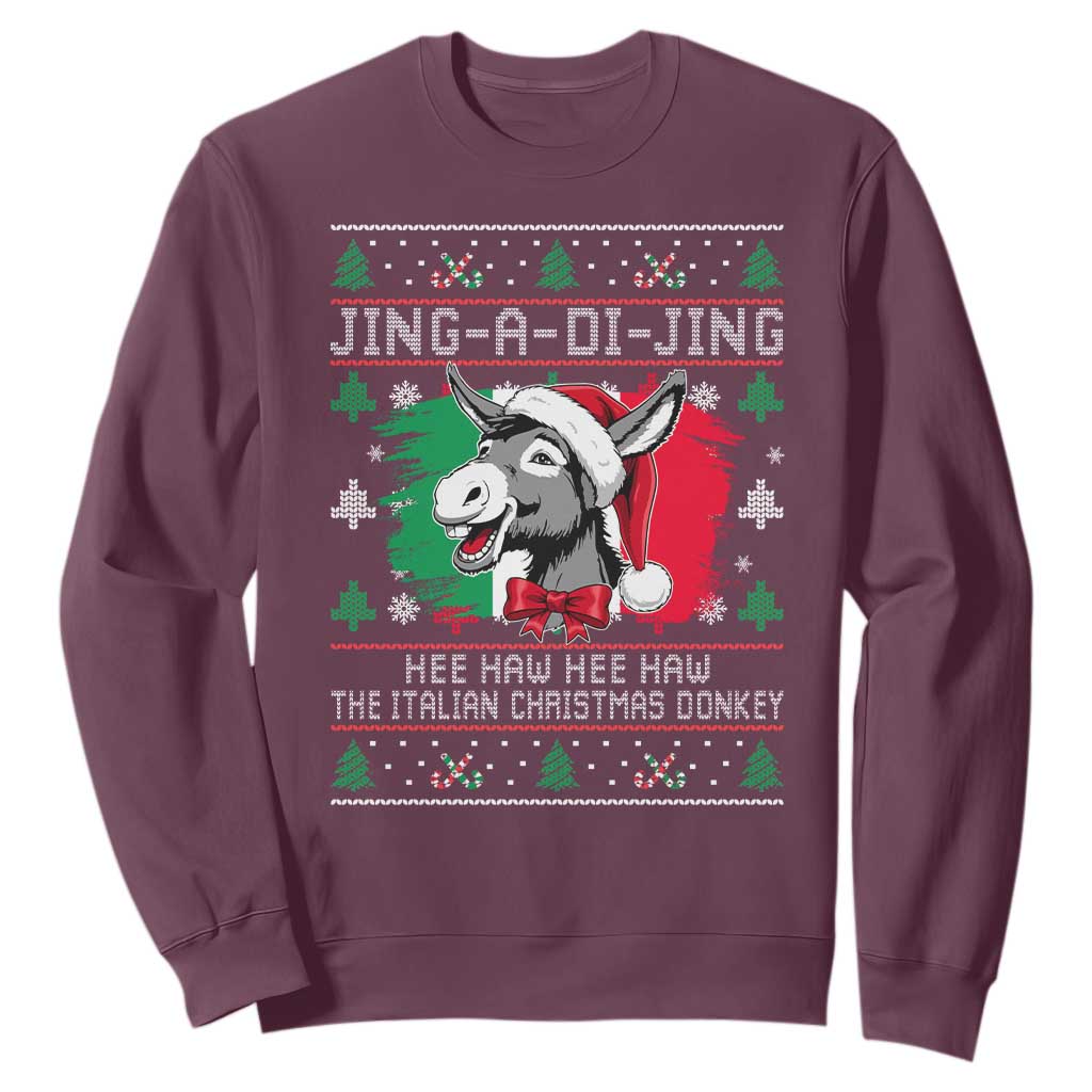 Italian Christmas Donkey Sweatshirt Jing a Di Jing Dominick the Ugly Christmas TS10 Maroon Print Your Wear