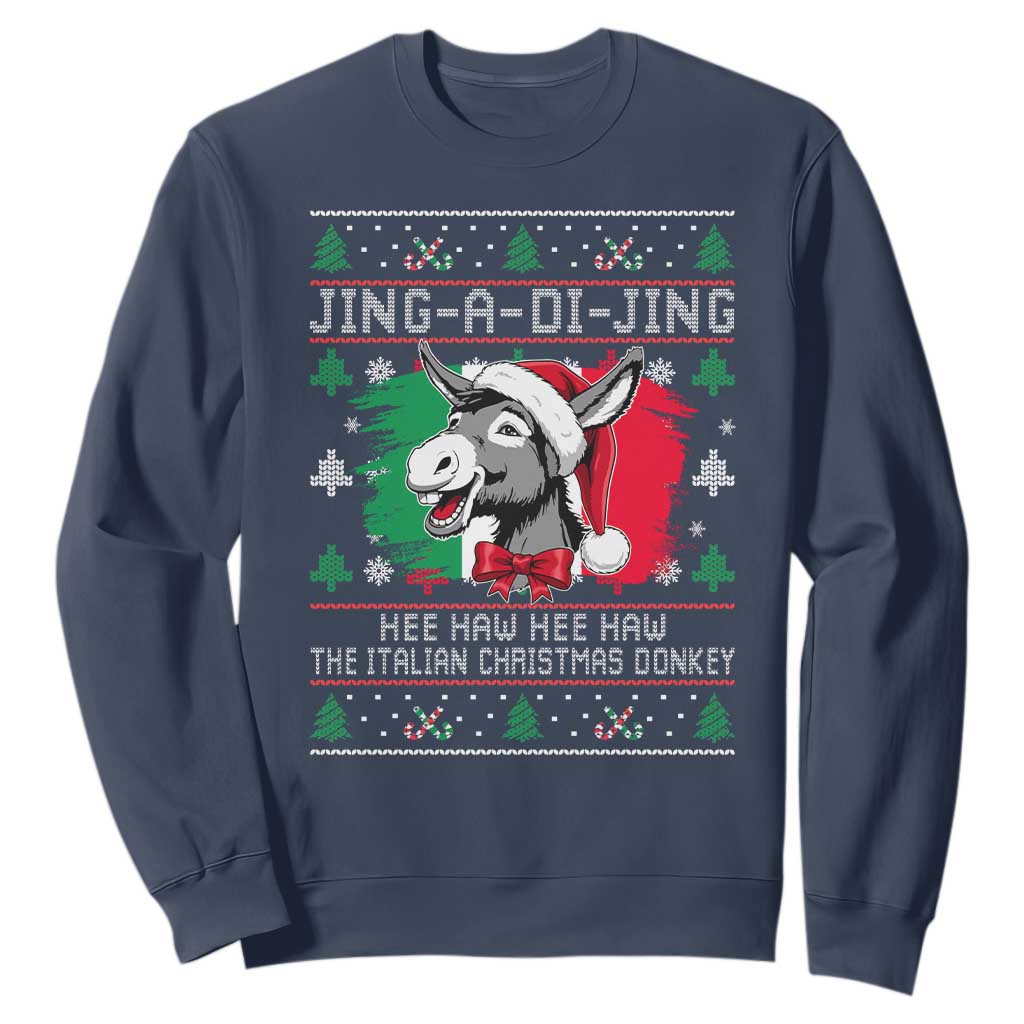 Italian Christmas Donkey Sweatshirt Jing a Di Jing Dominick the Ugly Christmas TS10 Navy Print Your Wear