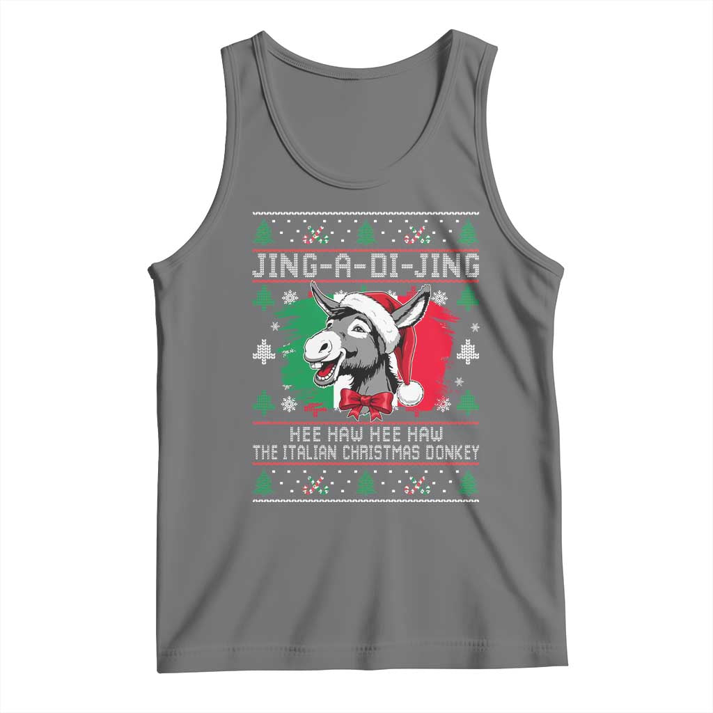 Italian Christmas Donkey Tank Top Jing a Di Jing Dominick the Ugly Christmas TS10 Black Heather Print Your Wear