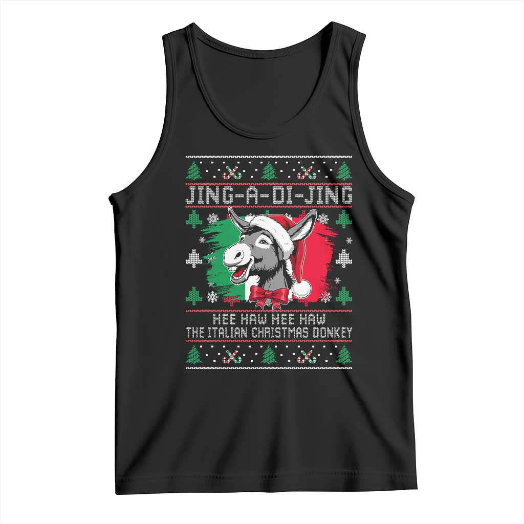 Italian Christmas Donkey Tank Top Jing a Di Jing Dominick the Ugly Christmas TS10 Black Print Your Wear
