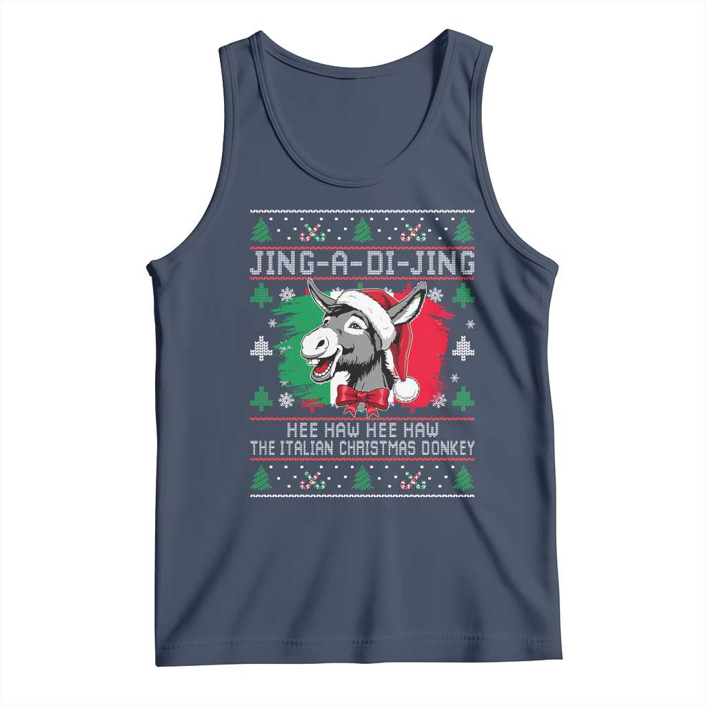Italian Christmas Donkey Tank Top Jing a Di Jing Dominick the Ugly Christmas TS10 Navy Print Your Wear