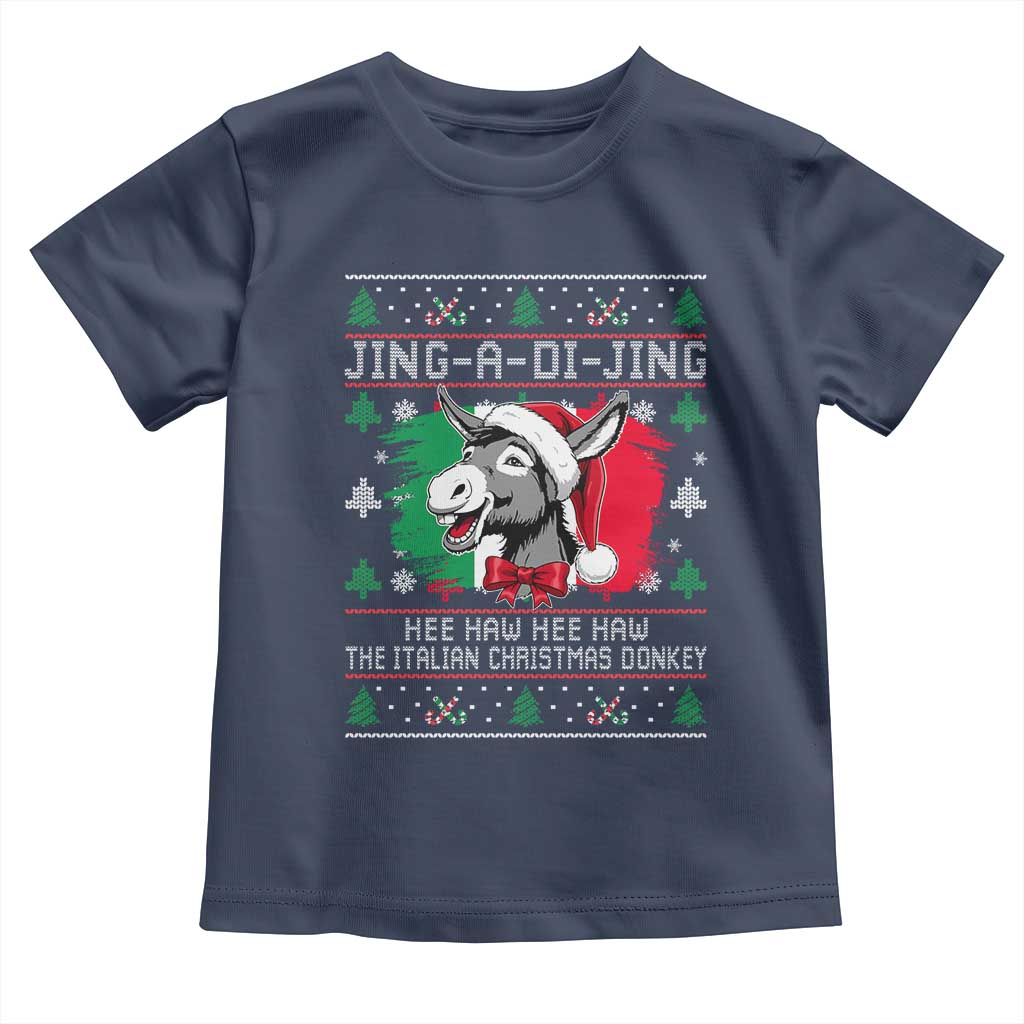 Italian Christmas Donkey Toddler T Shirt Jing a Di Jing Dominick the Ugly Christmas TS10 Navy Print Your Wear