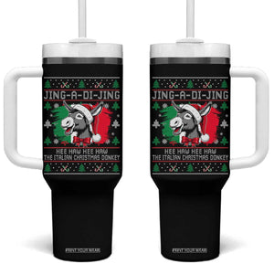 Italian Christmas Donkey Tumbler With Handle Jing a Di Jing Dominick the Ugly Christmas TS10 One Size: 40 oz Black Print Your Wear