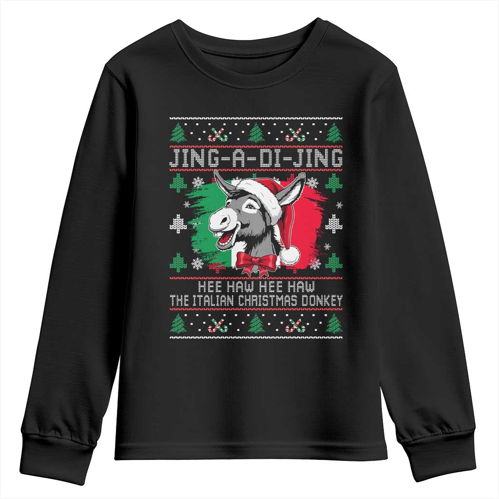 Italian Christmas Donkey Youth Sweatshirt Jing a Di Jing Dominick the Ugly Christmas TS10 Black Print Your Wear