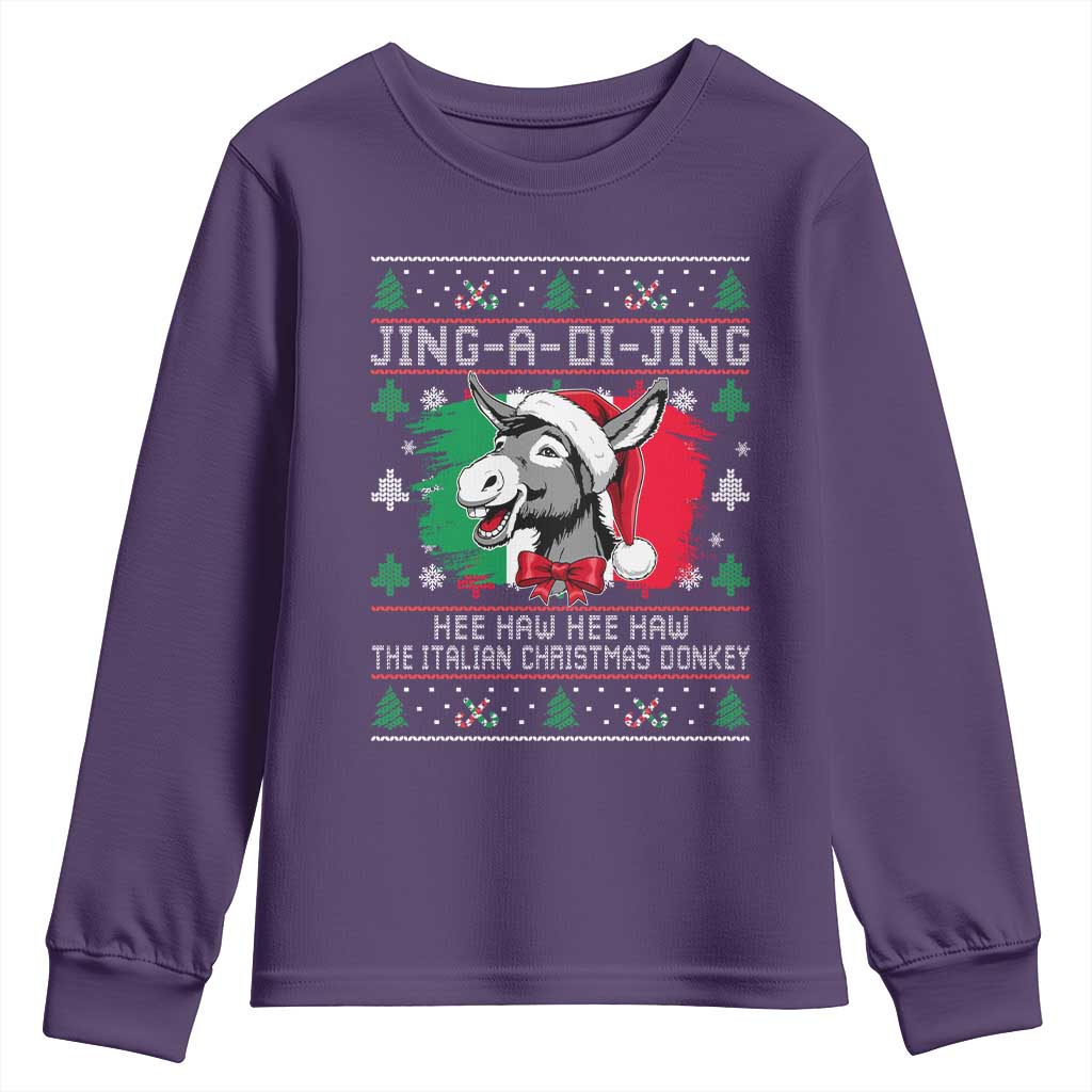 Italian Christmas Donkey Youth Sweatshirt Jing a Di Jing Dominick the Ugly Christmas TS10 Purple Print Your Wear