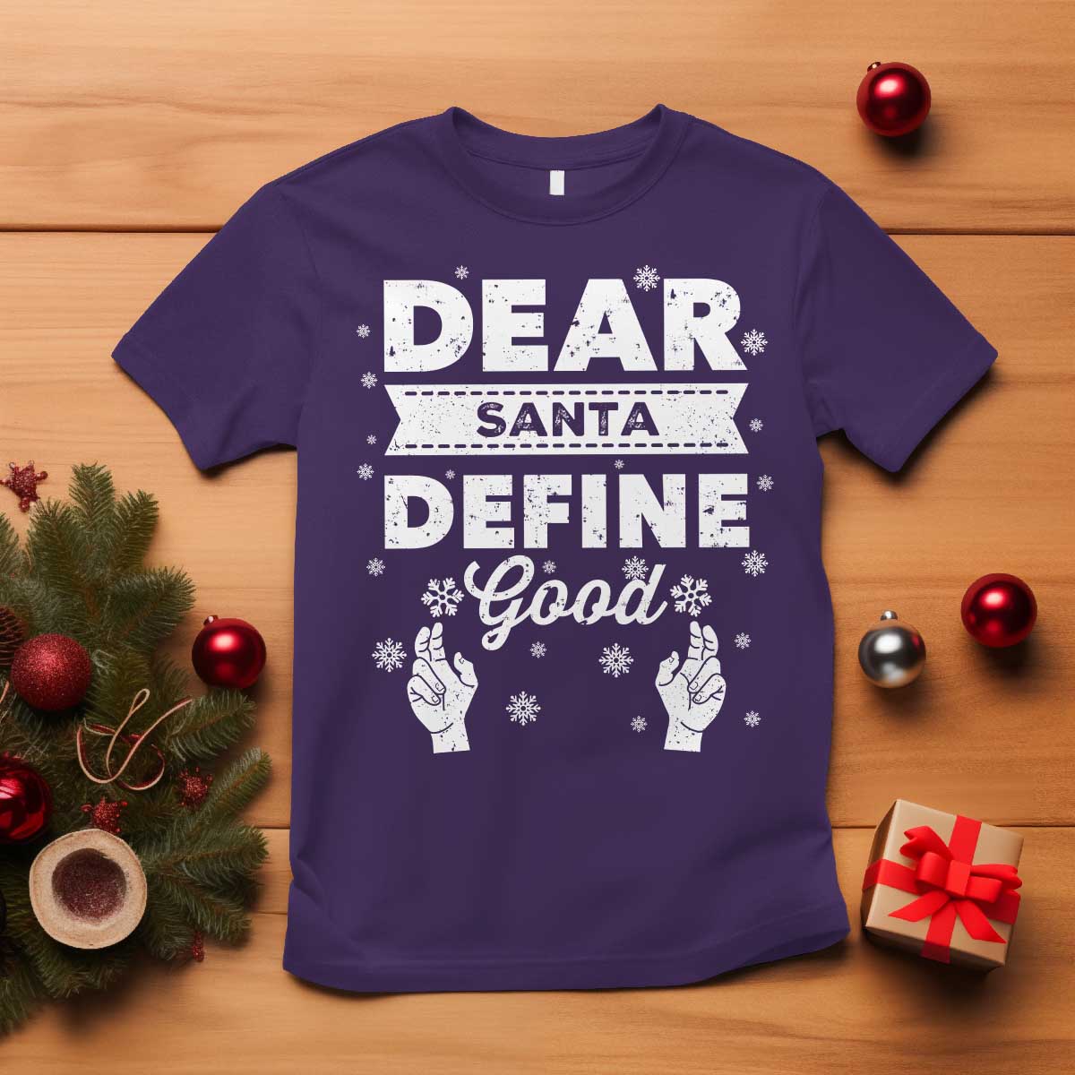 Dear Santa Christmas T Shirt Naughty Nice Funny Funny Family Xmas Pajamas TS10 Purple Print Your Wear