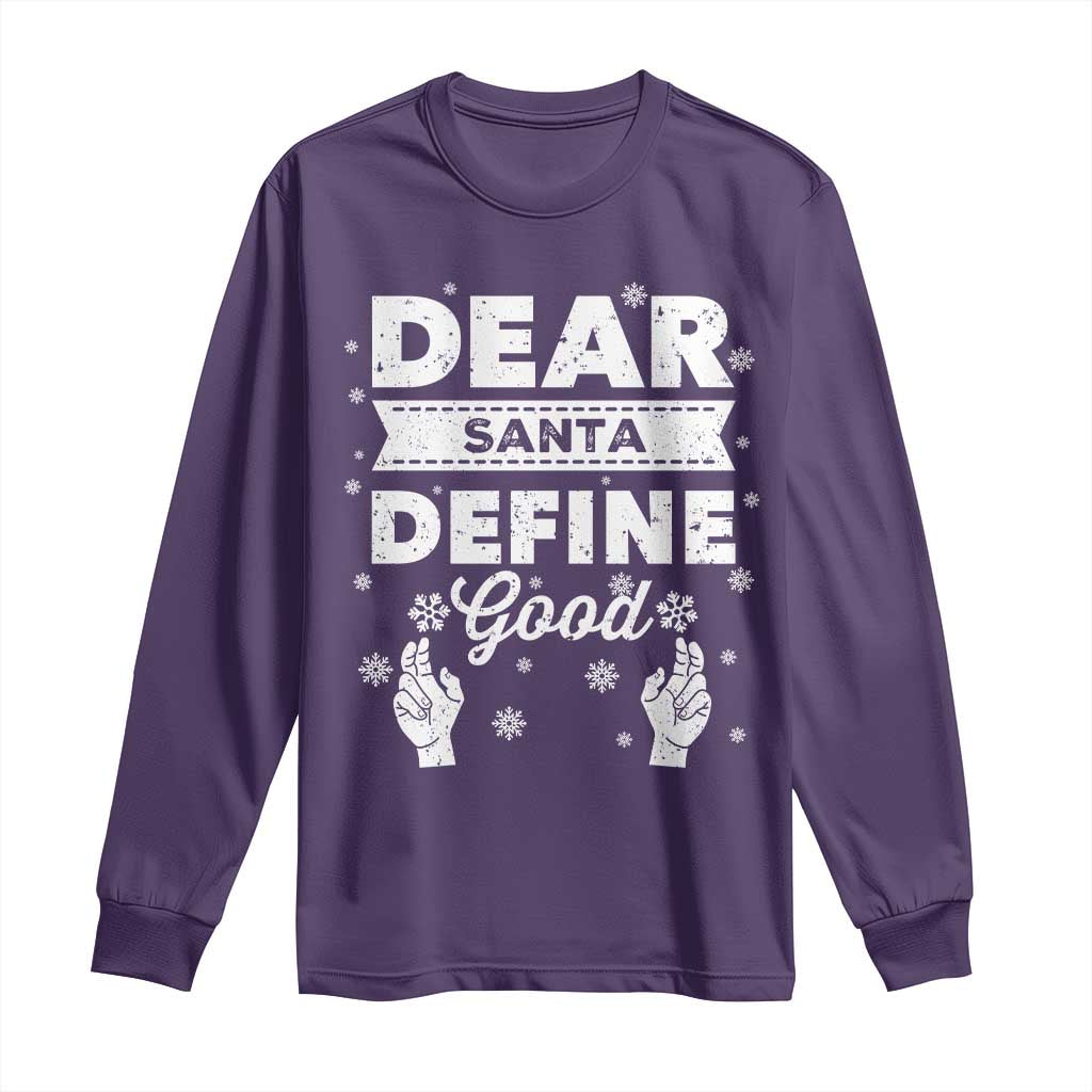 Dear Santa Christmas Long Sleeve Shirt Naughty Nice Funny Funny Family Xmas Pajamas TS10 Purple Print Your Wear