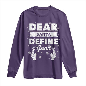 Dear Santa Christmas Long Sleeve Shirt Naughty Nice Funny Funny Family Xmas Pajamas TS10 Purple Print Your Wear