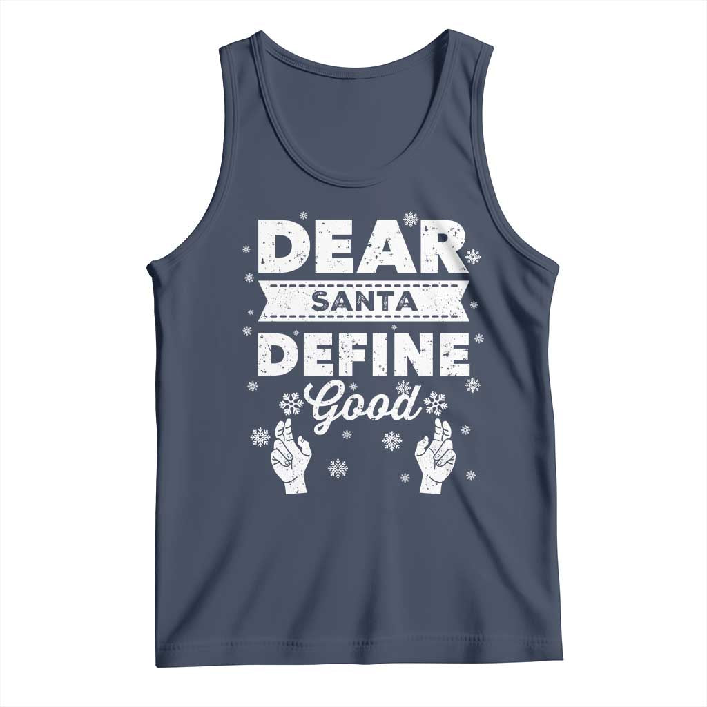 Dear Santa Christmas Tank Top Naughty Nice Funny Funny Family Xmas Pajamas TS10 Navy Print Your Wear