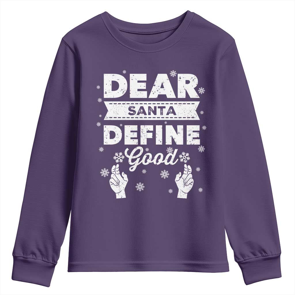 Dear Santa Christmas Youth Sweatshirt Naughty Nice Funny Funny Family Xmas Pajamas TS10 Purple Print Your Wear