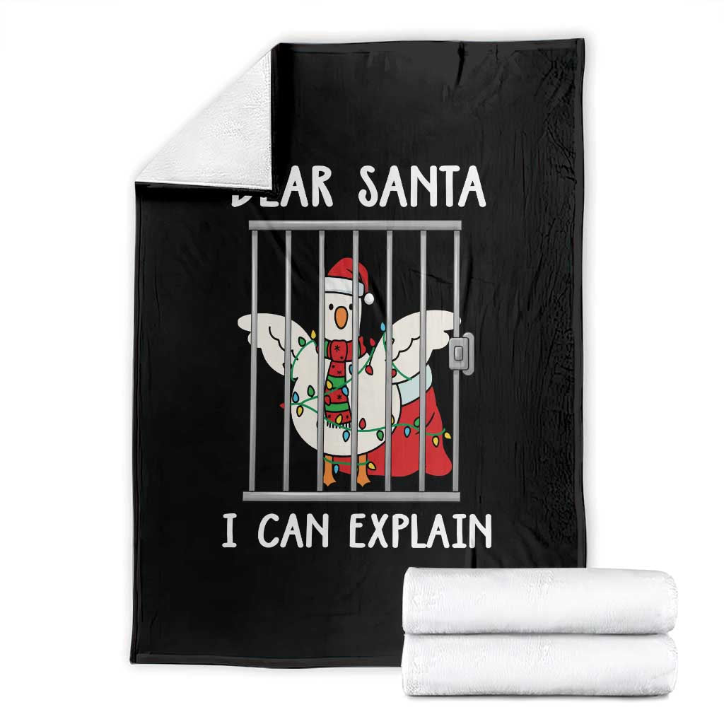 Funny Christmas Goose Throw Blanket Dear Santa I Can Explain Xmas Meme TS10 Black Print Your Wear