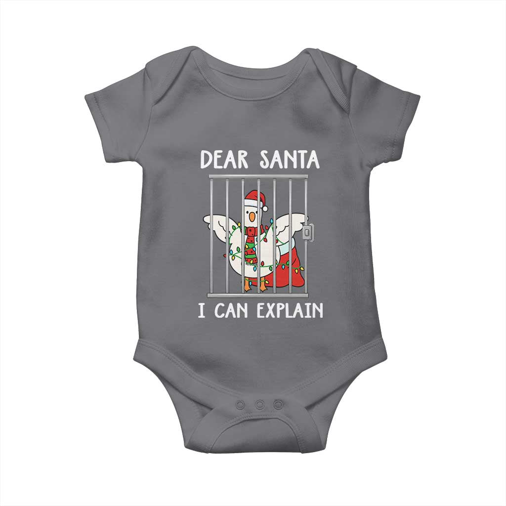 Funny Christmas Goose Baby Onesie Dear Santa I Can Explain Xmas Meme TS10 Charcoal Print Your Wear