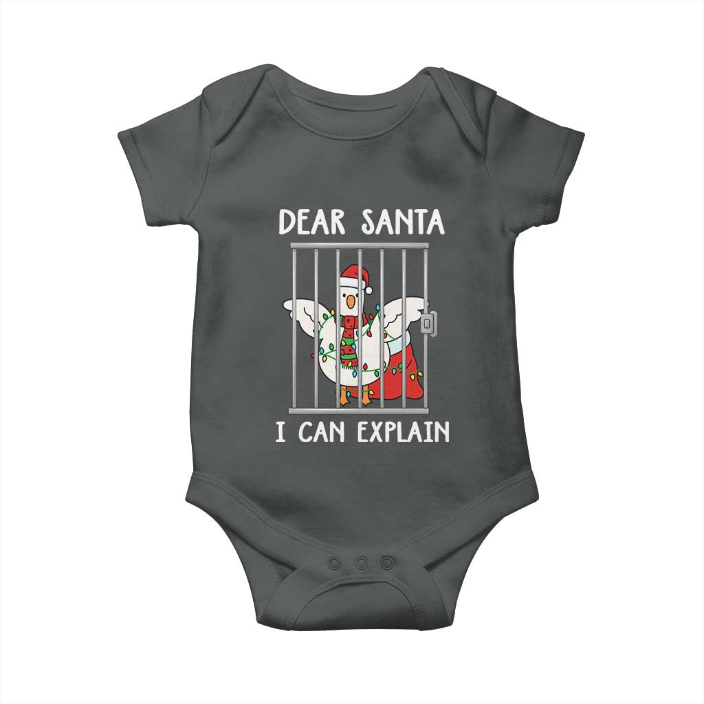 Funny Christmas Goose Baby Onesie Dear Santa I Can Explain Xmas Meme TS10 Dark Heather Print Your Wear