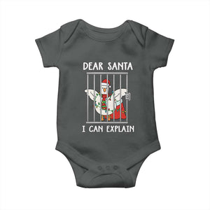 Funny Christmas Goose Baby Onesie Dear Santa I Can Explain Xmas Meme TS10 Dark Heather Print Your Wear