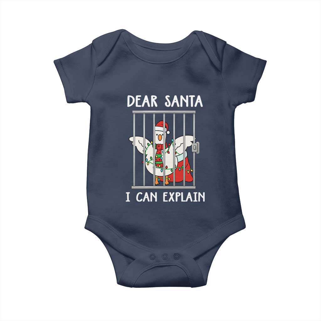 Funny Christmas Goose Baby Onesie Dear Santa I Can Explain Xmas Meme TS10 Navy Print Your Wear
