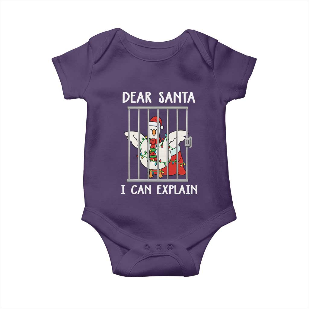 Funny Christmas Goose Baby Onesie Dear Santa I Can Explain Xmas Meme TS10 Purple Print Your Wear