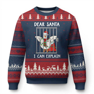 Funny Xmas Goose Ugly Christmas Sweater Dear Santa I Can Explain Xmas Meme TS10 Navy Red Print Your Wear