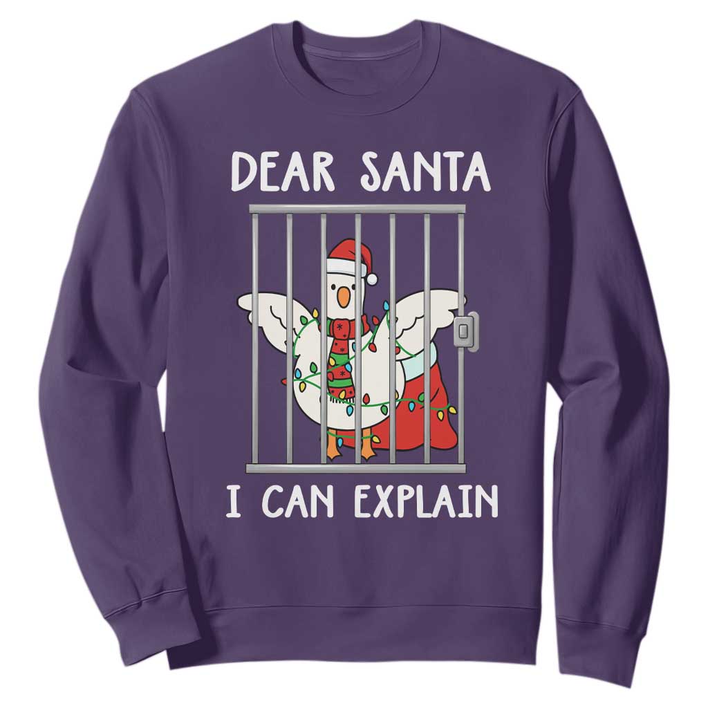 Funny Christmas Goose Sweatshirt Dear Santa I Can Explain Xmas Meme TS10 Purple Print Your Wear