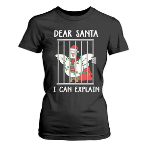 Funny Christmas Goose T Shirt For Women Dear Santa I Can Explain Xmas Meme TS10 Black Print Your Wear
