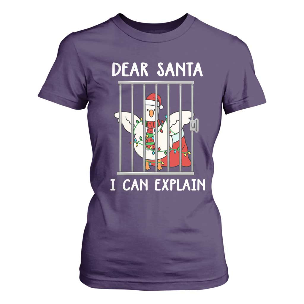 Funny Christmas Goose T Shirt For Women Dear Santa I Can Explain Xmas Meme TS10 Purple Print Your Wear