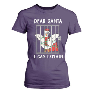 Funny Christmas Goose T Shirt For Women Dear Santa I Can Explain Xmas Meme TS10 Purple Print Your Wear